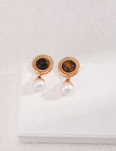 Celestia Tiger’s Eye & Pearl Earrings