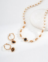 Aurora Tiger’s Eye & Pearl Necklace