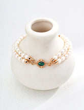 Elegant Pearl & Malachite Bracelet