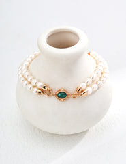 Elegant Pearl & Malachite Bracelet