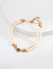 Elegant Pearl & Malachite Bracelet