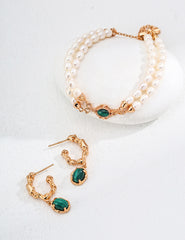 Elegant Pearl & Malachite Bracelet