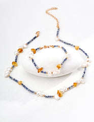 Natural Pearl & Blue Spot Jasper Necklace