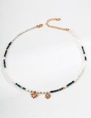 Sacred Balance – Natural Pearl, Malachite & Turquoise Necklace in S925 Silver