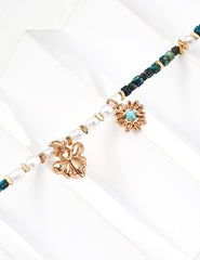 Sacred Balance – Natural Pearl, Malachite & Turquoise Necklace in S925 Silver