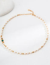 Calm & Clarity – Natural Pearl and Malachite Necklace