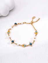 Soft Stones– Natural Pearl, Turquoise & Chalcedony Bracelet in S925 Silver