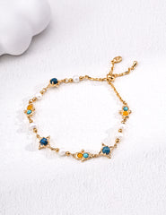 Soft Stones– Natural Pearl, Turquoise & Chalcedony Bracelet in S925 Silver