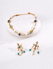 Soft Stones– Natural Pearl, Turquoise & Chalcedony Bracelet in S925 Silver