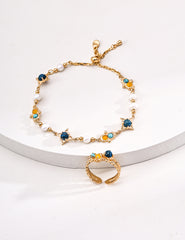 Soft Stones– Natural Pearl, Turquoise & Chalcedony Bracelet in S925 Silver