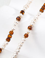 Natural Pearl & Glass Bead Necklace in S925
