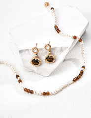Natural Pearl & Glass Bead Necklace in S925
