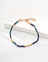 Lapis Harmony Bracelet | S925 Silver, Vintage Gold