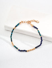 Lapis Harmony Bracelet | S925 Silver, Vintage Gold