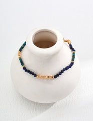 Lapis Harmony Bracelet | S925 Silver, Vintage Gold