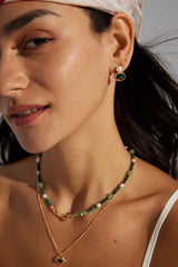 Sterling Silver Pearl & Pink Zircon Earrings – Vintage Gold / Platinum Finish