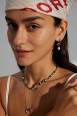 Sterling Silver Lapis Lazuli & Pearl Earrings – Vintage Gold Finish