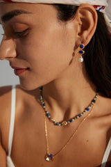 Sterling Silver Lapis Lazuli & Pearl Earrings – Vintage Gold Finish