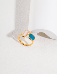 Sterling Silver Enamel Open Ring – Macaron & Morandi Tones