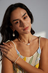 Golden Bamboo Stone Bracelet – 925 Silver & Vintage Glow