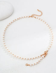 Vintage Elegance Pearl Necklace – 925 Silver, Zircon & Natural Pearl