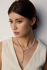 Vintage Elegance Pearl Necklace – 925 Silver, Zircon & Natural Pearl