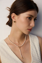 Vintage Elegance Pearl Necklace – 925 Silver, Zircon & Natural Pearl