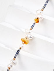 Natural Pearl & Blue Spot Jasper Necklace