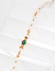 Calm & Clarity – Natural Pearl and Malachite Necklace