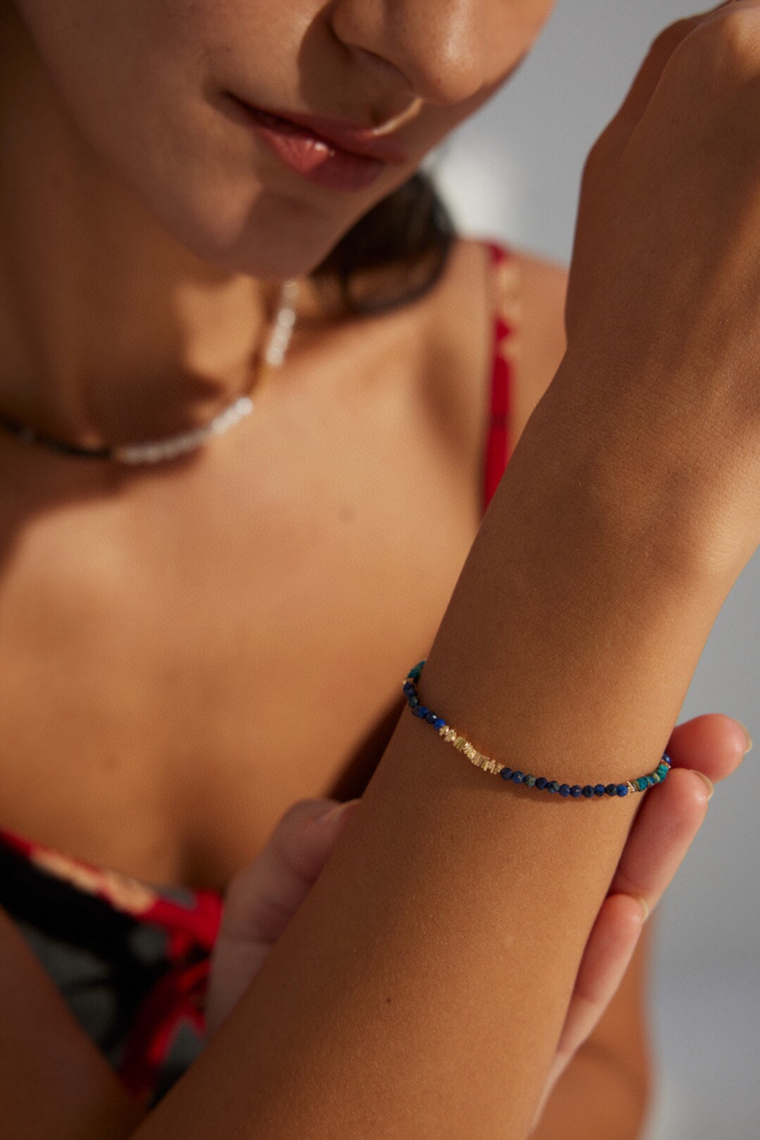 Lapis Harmony Bracelet | S925 Silver, Vintage Gold