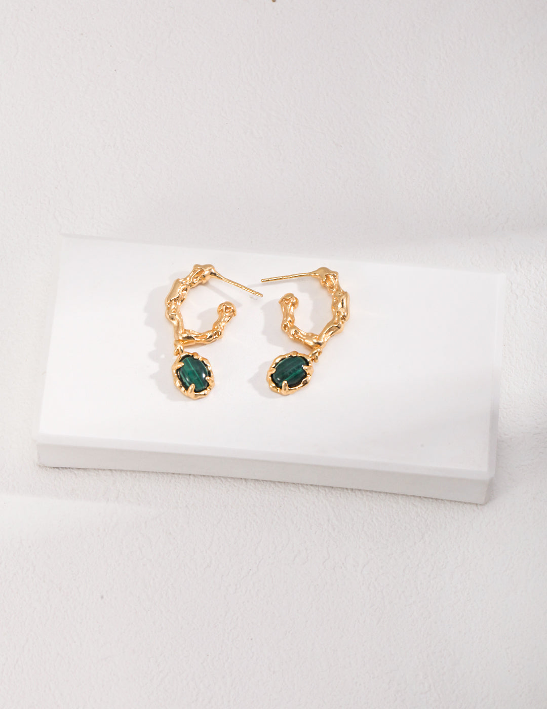 Sterling Silver Malachite Drop Earrings – Protective & Elegant