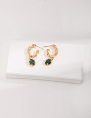 Sterling Silver Malachite Drop Earrings – Protective & Elegant