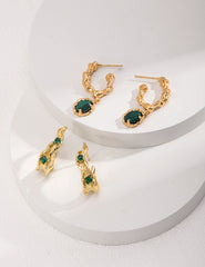 Sterling Silver Malachite Drop Earrings – Protective & Elegant