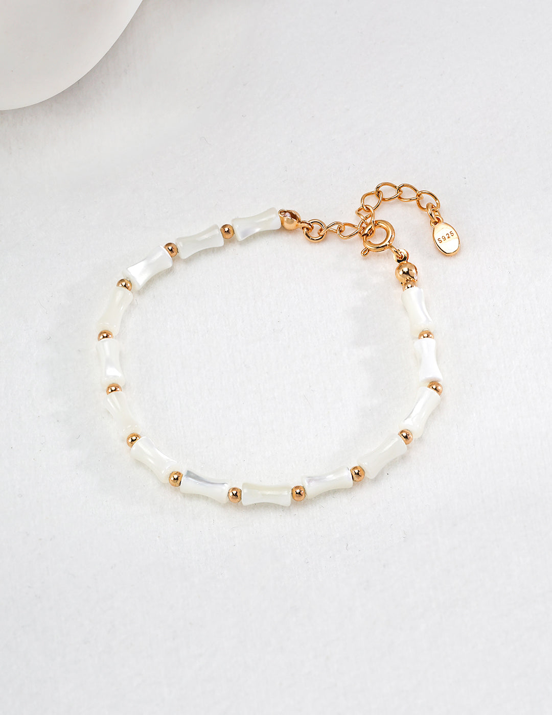 Golden Bamboo Stone Bracelet – 925 Silver & Vintage Glow