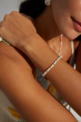 Golden Bamboo Stone Bracelet – 925 Silver & Vintage Glow