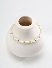Golden Bamboo Stone Bracelet – 925 Silver & Vintage Glow