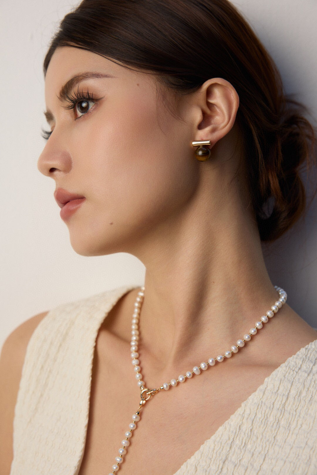 Vintage Elegance Pearl Necklace – 925 Silver, Zircon & Natural Pearl