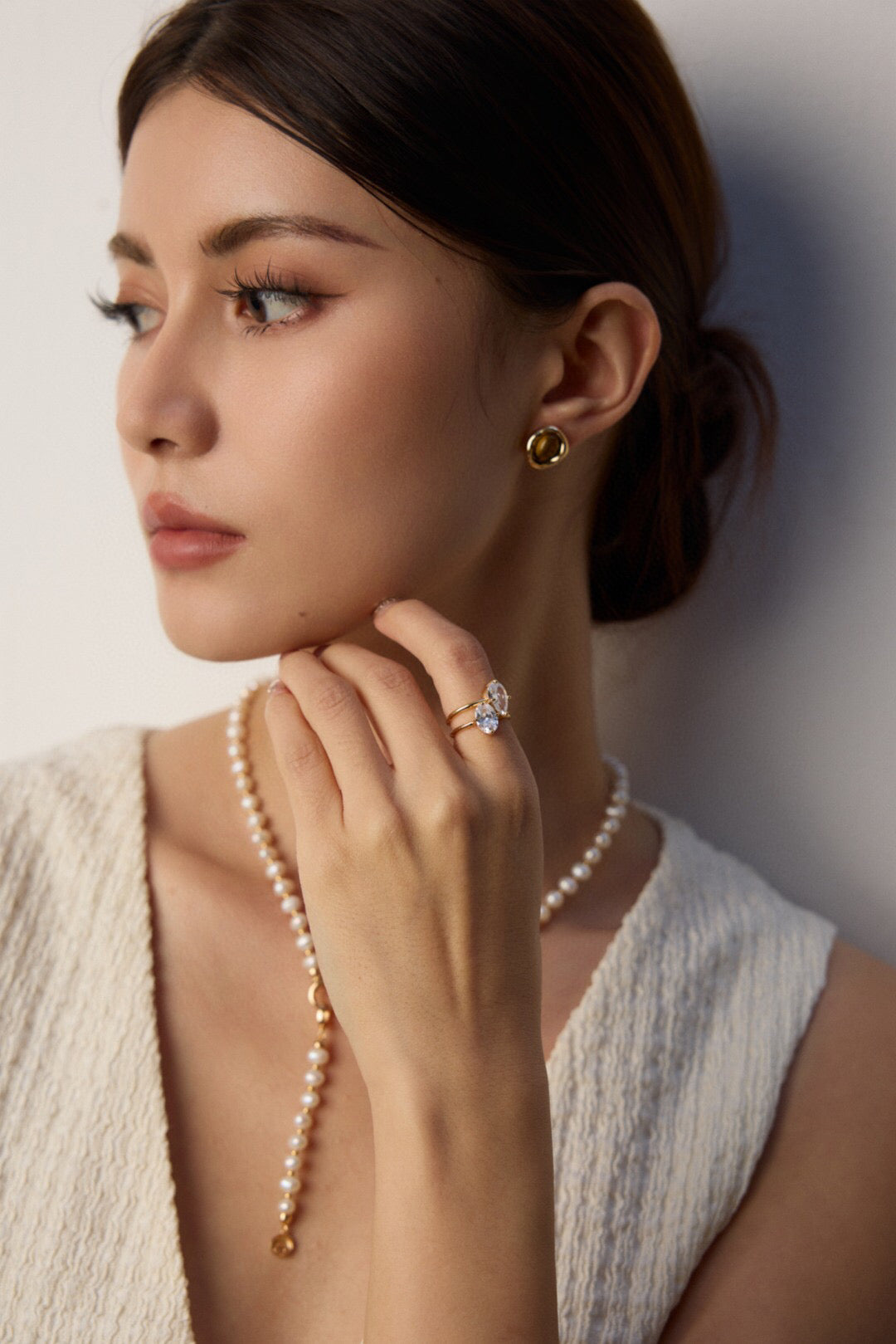 Vintage Elegance Pearl Necklace – 925 Silver, Zircon & Natural Pearl