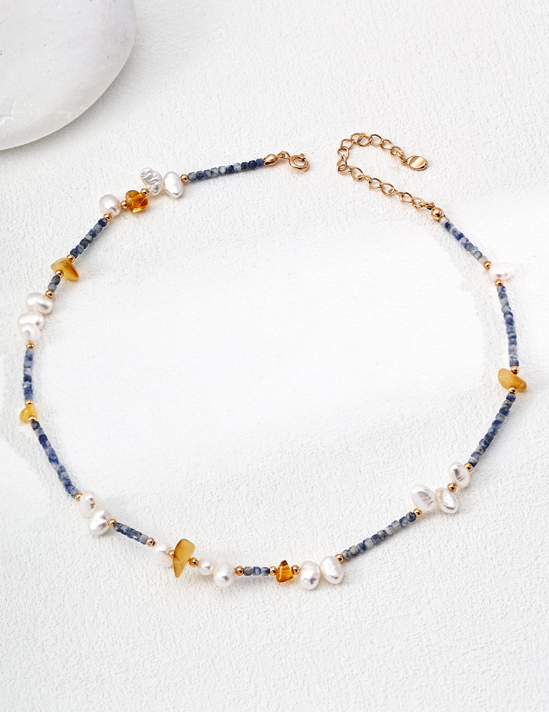 Natural Pearl & Blue Spot Jasper Necklace