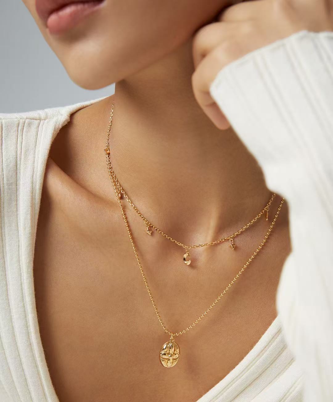 Starlit Crescent – Sterling Silver Moon & Stars Necklace