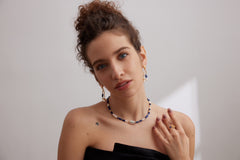 Lapis Lazuli & Pearl Necklace – Adjustable Sterling Silver in Vintage Gold